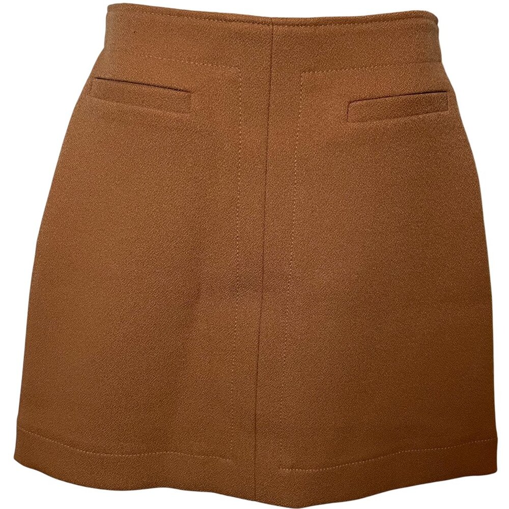 H&M Women's Skirt Size 6 Beige Zipper Detail Faux Pockets Preppy Academia Career